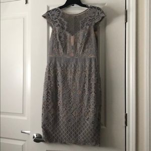 Gorgeous gray lace dress.